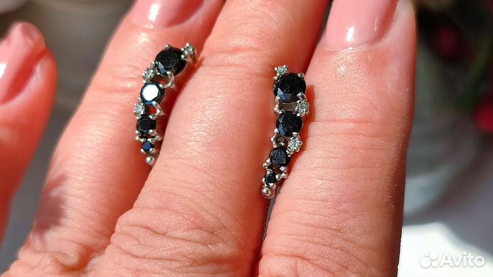 Изящные серьги с сапфирами 2,24ct, 3,61 гр, 925