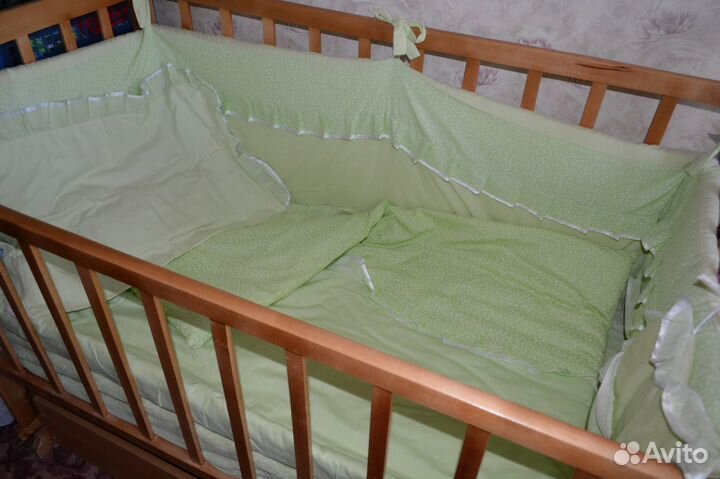 Кроватка маятниковая+матрац с чехлом