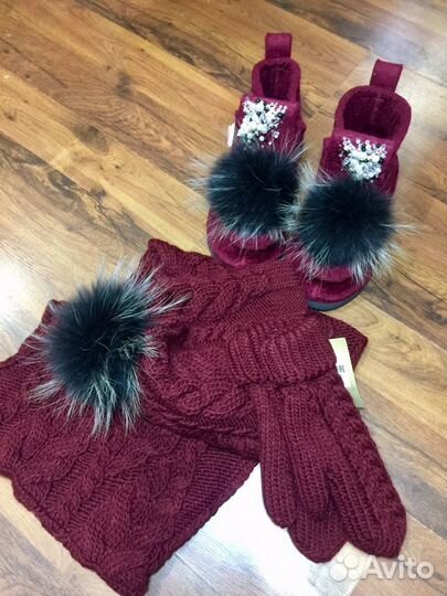 Новый набор валеши 37,шапка,шарф и варежки