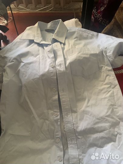 Голубая рубашка короткий рукав 146