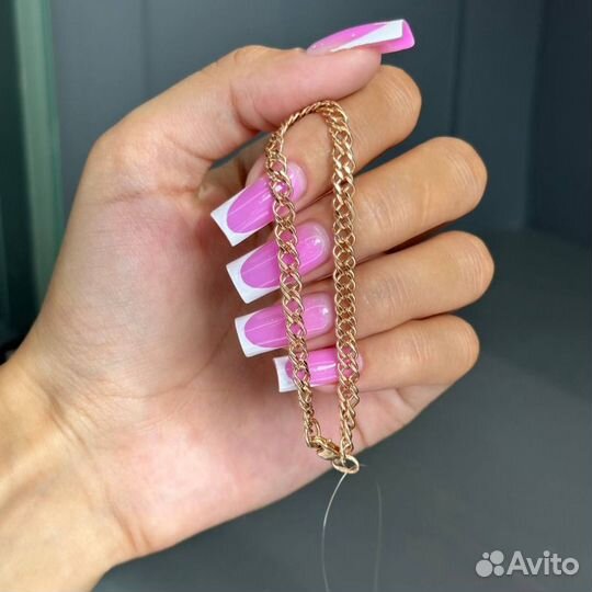 Золотой браслет 585 золото ромб двойной