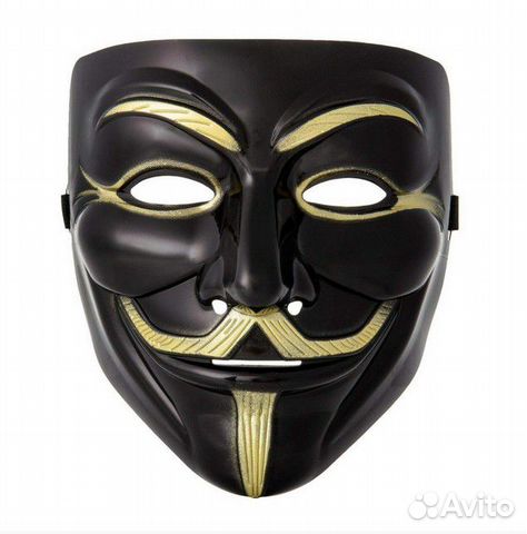 Черная карнавальная Маска Гая Фокса (Анонимуса)