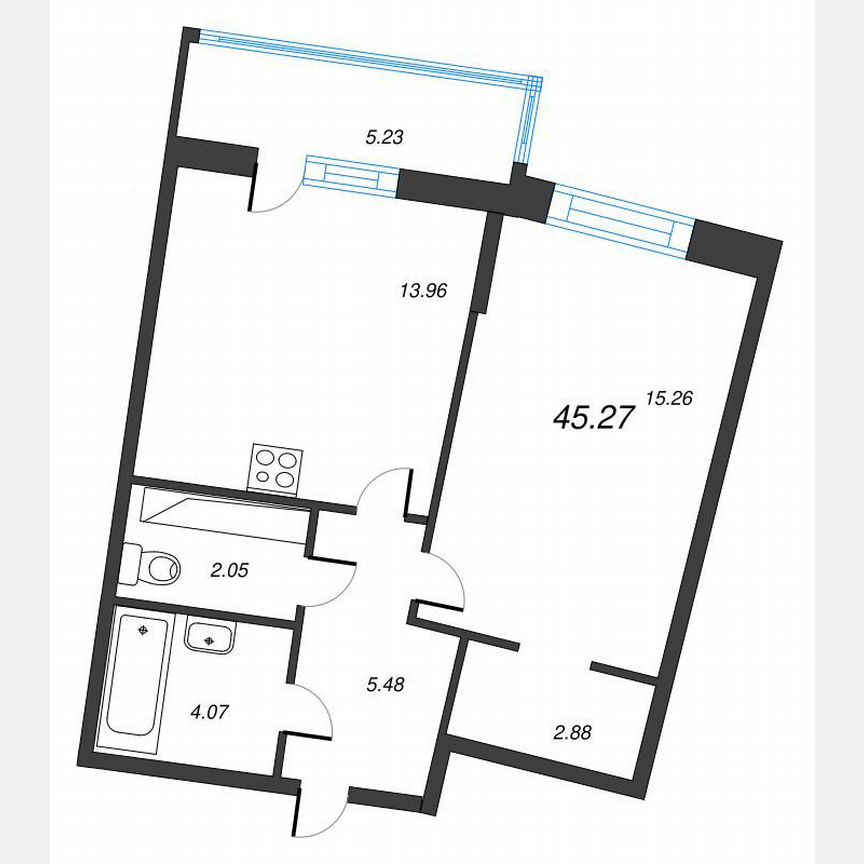 1-к. квартира, 48,9 м², 18/22 эт.