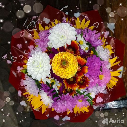 Букеты.Цветы.Георгины.Гладиолусы.хризантемыромашки