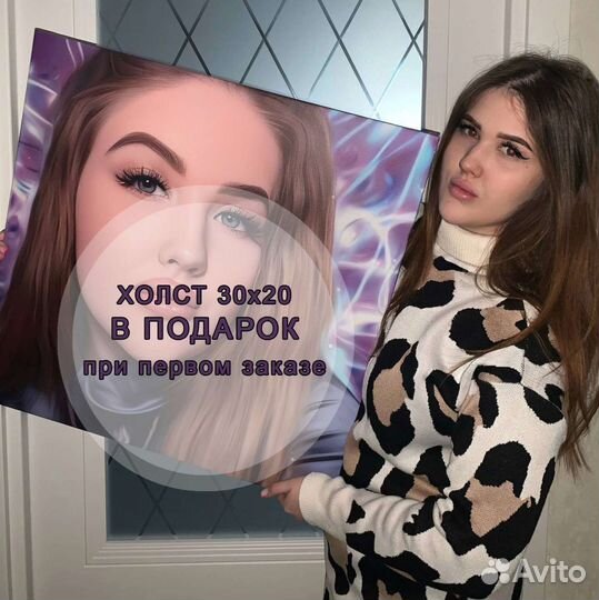 Портрет по фото на холсте, печать картин