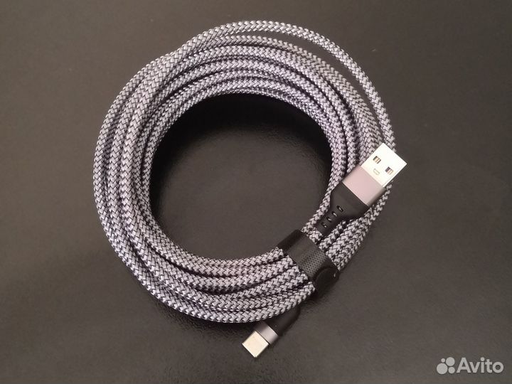 Кабель Usb type c 5 метров 3А