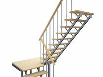 Лестница комбинированная металлокаркас + деревянны