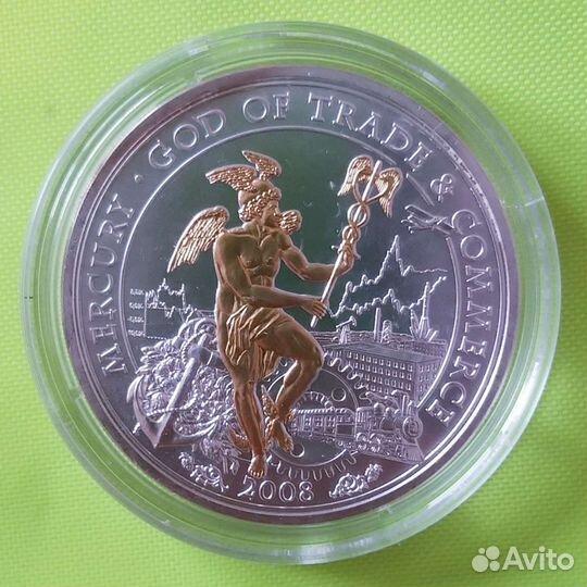 Серебряная монета с позолотой 