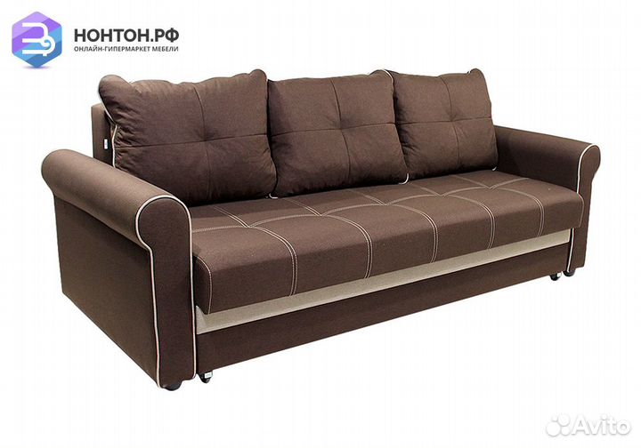 Диван еврокнижка Верона велюр коричневый
