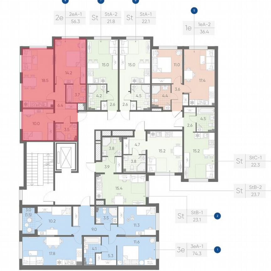 2-к. квартира, 56,3 м², 2/4 эт.