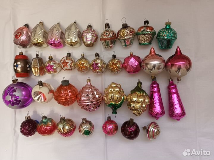 Елочные игрушки СССР агитация корзинки домик мячи