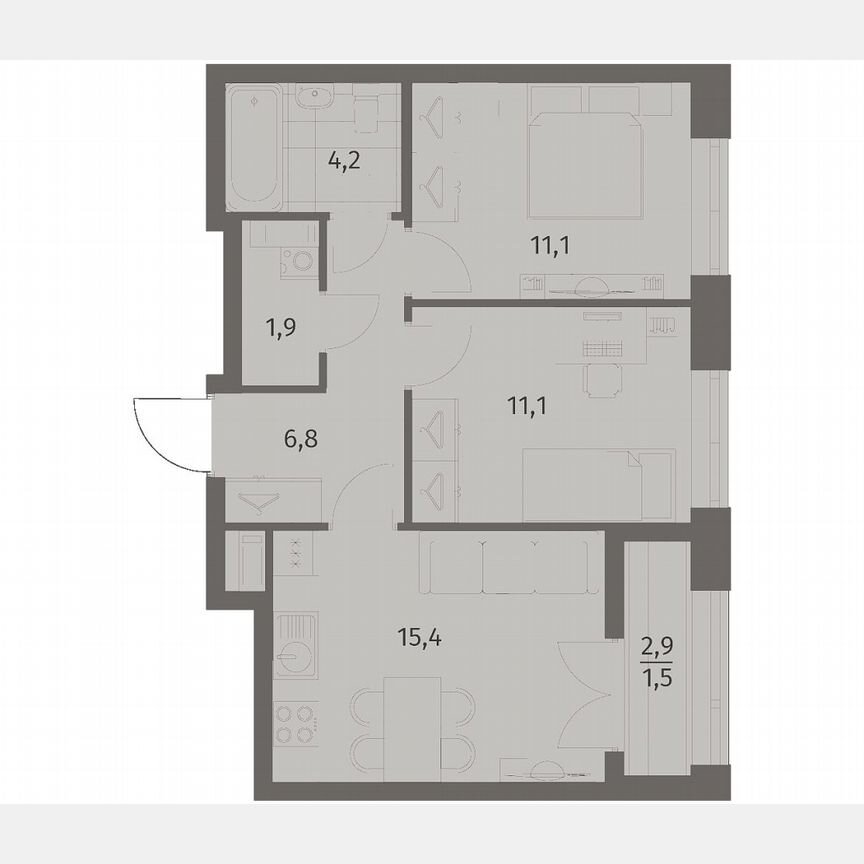 2-к. квартира, 52,1 м², 7/11 эт.
