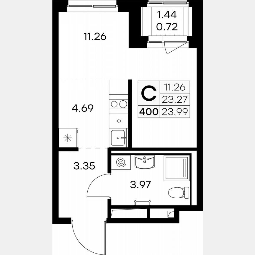 Квартира-студия, 24 м², 5/9 эт.