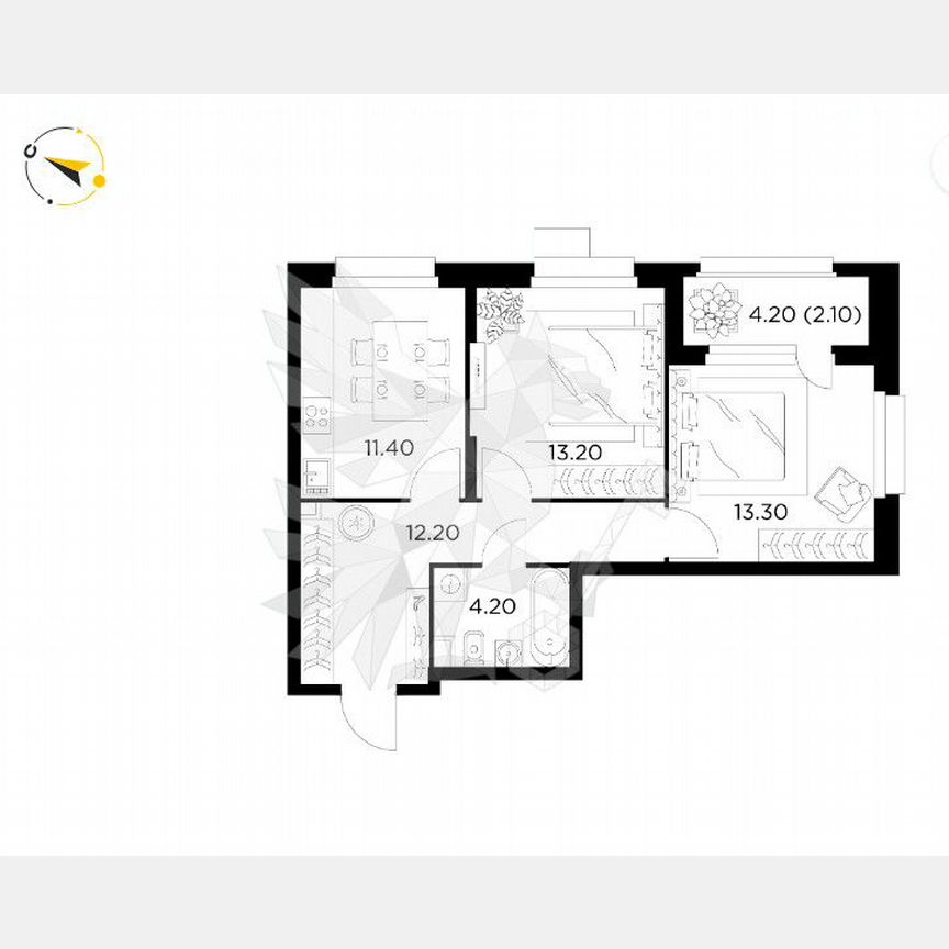 2-к. квартира, 56,4 м², 15/18 эт.