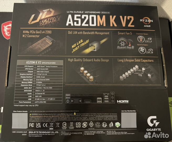 Материнская плата Gigabyte A520M K V2 новая