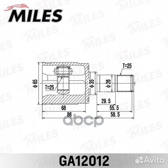 ШРУС honda civic 01-06 внутр.прав. GA12012 Miles