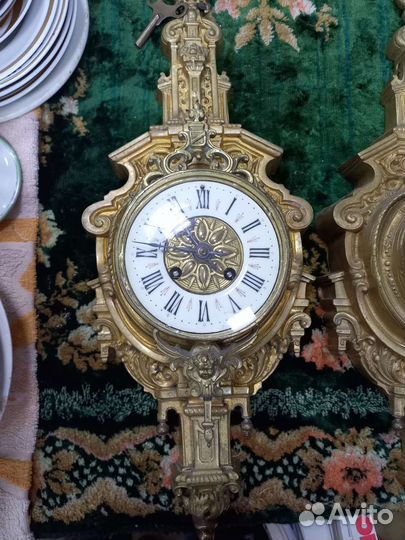 Комплект Часы и барометр настенные бронза. Франция