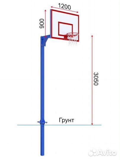 Стойка разборная одноопорная с щитом и усиленным