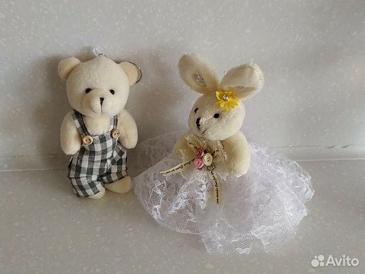 Игрушки Заяц и зайка, свадьба, украшение букет тор