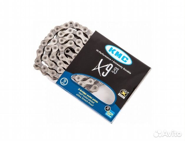 Цепь KMC X9 Silver-Gray, 9 ск, 114 / 116 звеньев