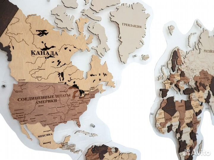 Премиум карта мира из дерева Челябинск
