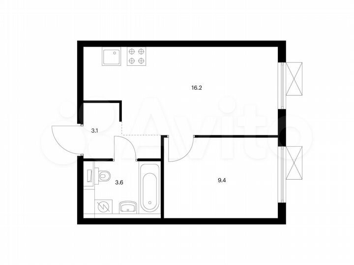 1-к. квартира, 32,3 м², 13/17 эт.