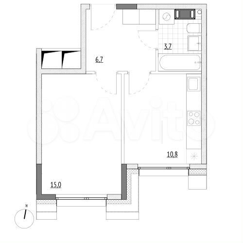 1-к. апартаменты, 36,2 м², 5/7 эт.