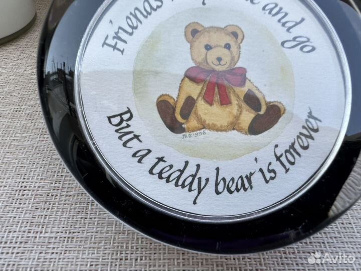 Утяжелитель для бумаги стекло мишка Англия 1996