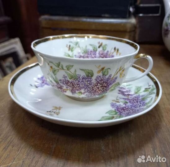 Фарфоровый Чайный Комплект Сирень. СССР