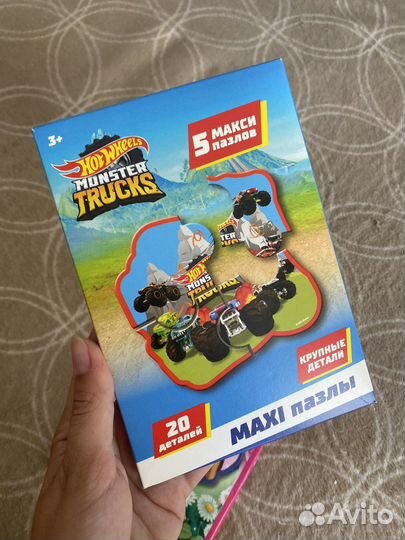 Макси пазлы, новые, Барби, машинки, 4 детали
