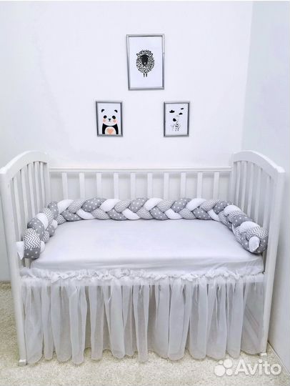 Бортик коса из хлопка 220см в детскую кроватку