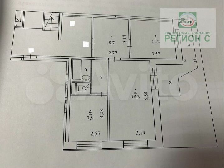 2-к. квартира, 52,3 м², 9/9 эт.