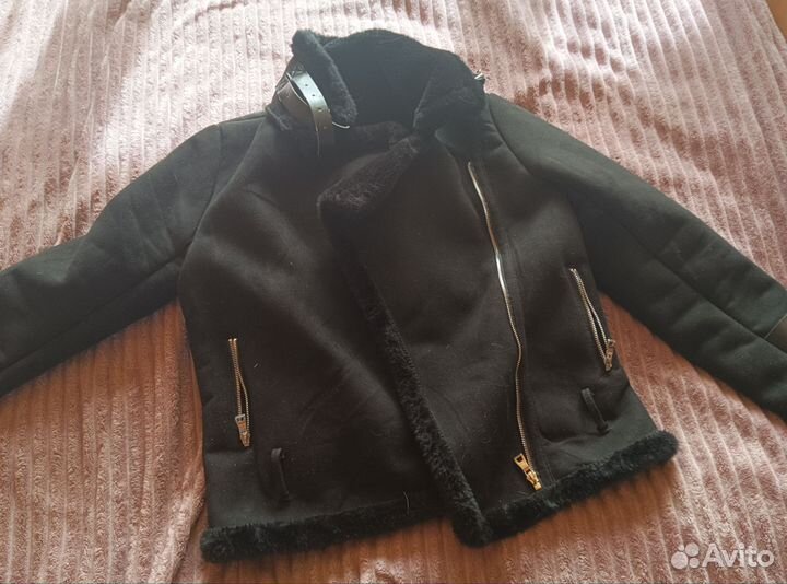Дубленка авиатор черная 44-46