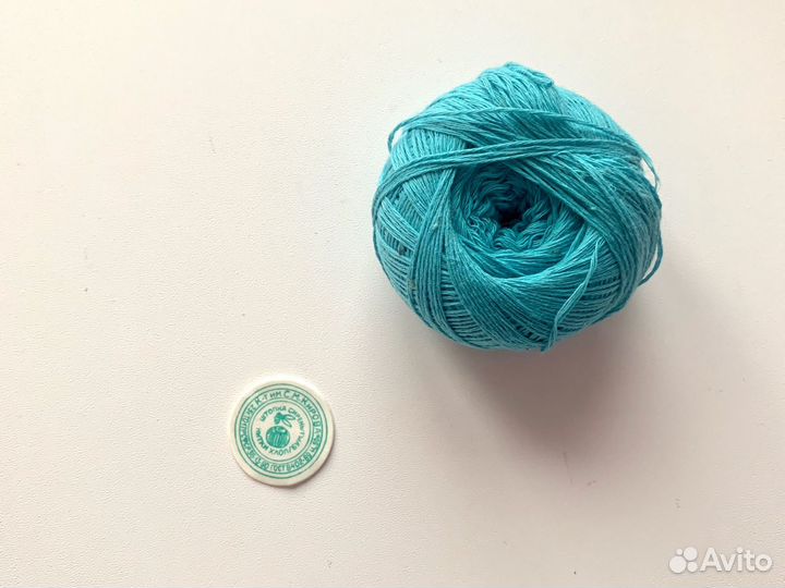 Нитки бирюзовые хб 2 мотка Штопка Сирень