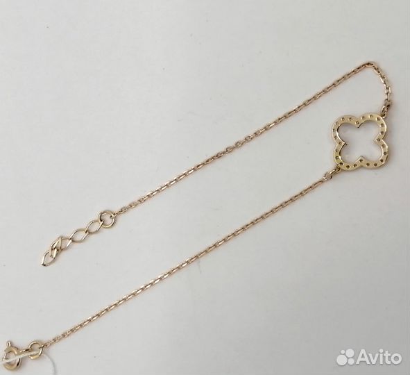 Браслет / размер 19 / 1,52г / Золото585 / фианиты круглые