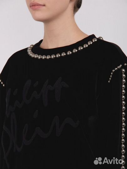 Велюровый свитшот с декором Philipp Plein