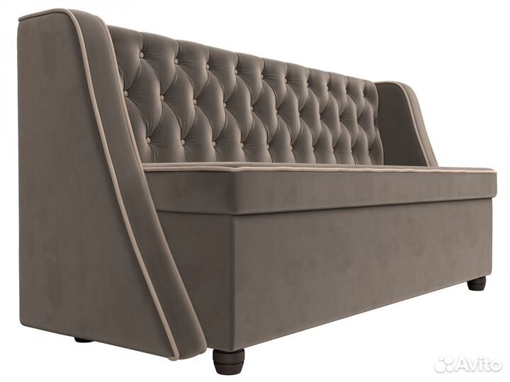 Диван кухонный прямой Лофт, велюр, коричневый, бежевый