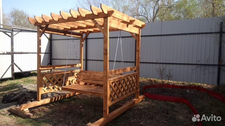 Качели пергола деревянная