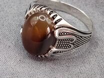 Серебряное кольцо мужское, перстень с агатом