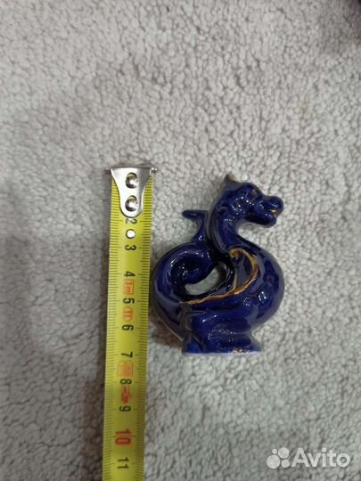 Фарфор статуэтка Дракон кобальт золото Вербилки