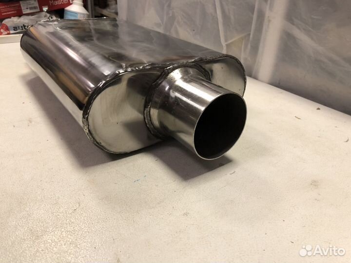 Глушитель прямоточный 1 вход, 2 выход