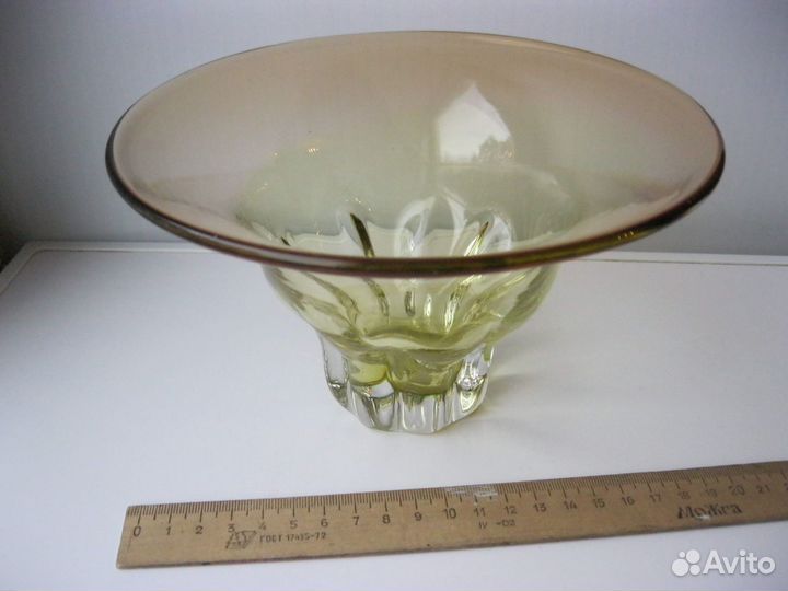 Антиквариат: ваза 18.5*11см, Богемское стекло 70-е