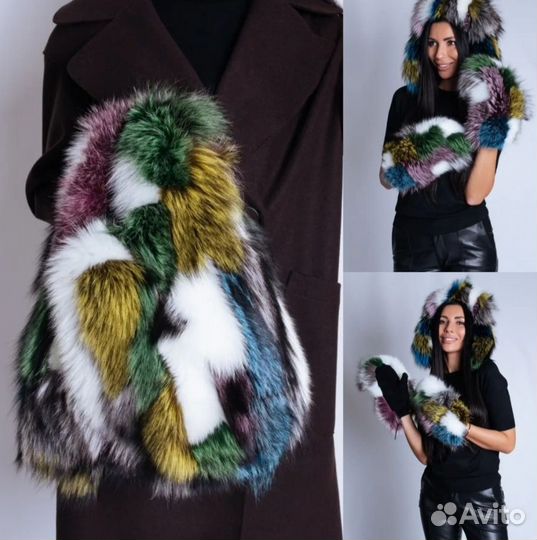 Комплект сумка и варежки новые натуральный мех