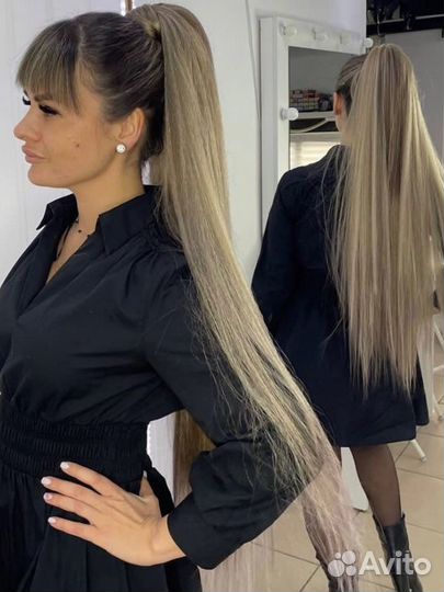 Хвост на резинке премиум, накладной хвост шиньон