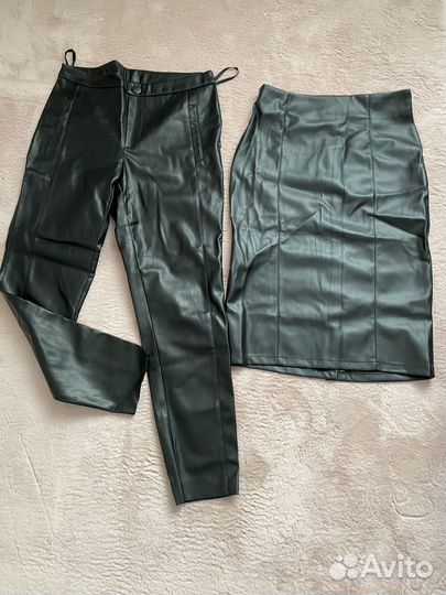 Кожаные брюки и юбка