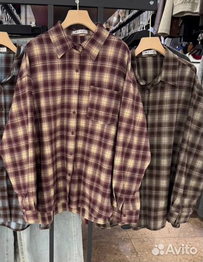 Рубашка в клетку женская оверсайз