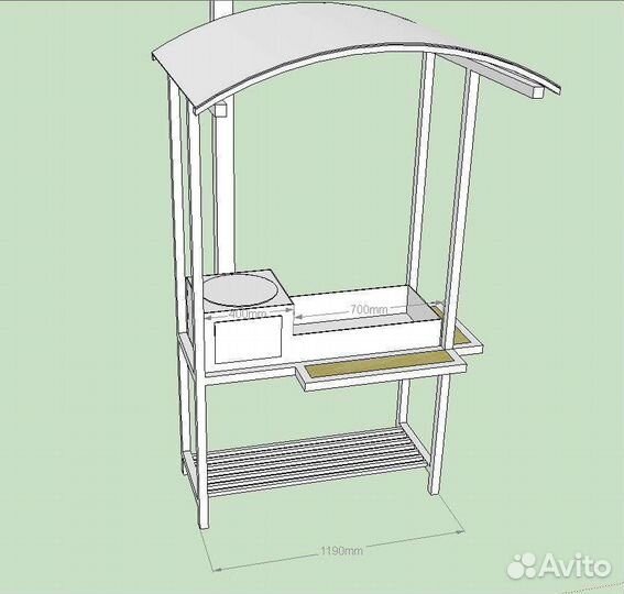 Мангал с печью под казан и крышей