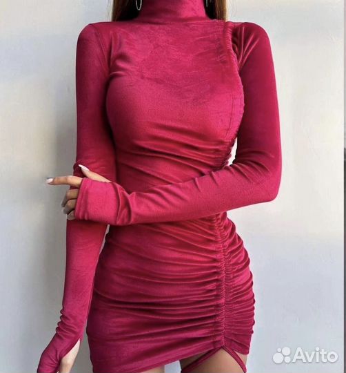 Платье женское вечернее велюровое S-M