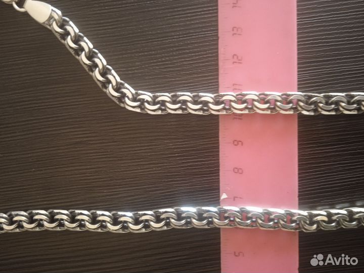 Мужская серебряная цепь бисмарк