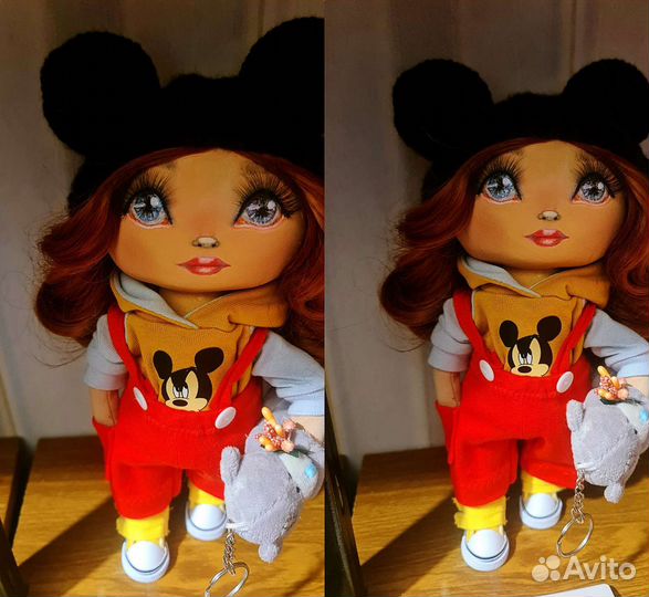 Кукла с лицом нарисованным с ресницами 2 разные